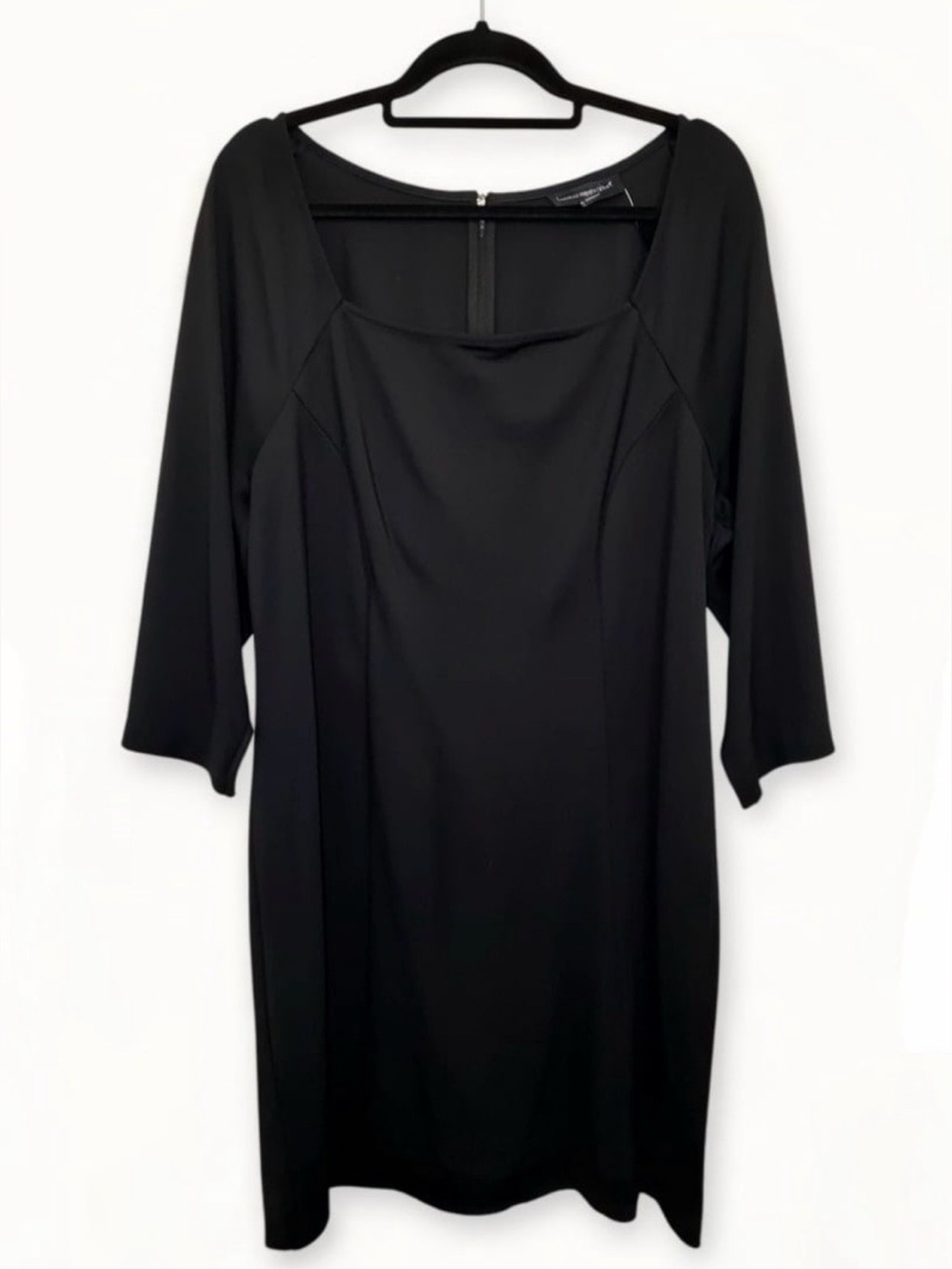 Lane Bryant Black Square-Neck Long Sleeve Dress